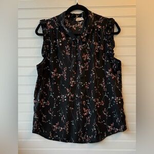 Trendy J’s sleeveless black floral top. Size Medium